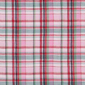 Muślin / Tkanina double crinkle Lureks kratka | Poppy Fabrics – różowy/złoty metaliczny, 