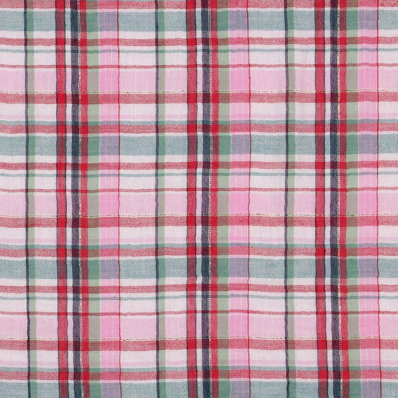 Muślin / Tkanina double crinkle Lureks kratka | Poppy Fabrics – różowy/złoty metaliczny, image number 1