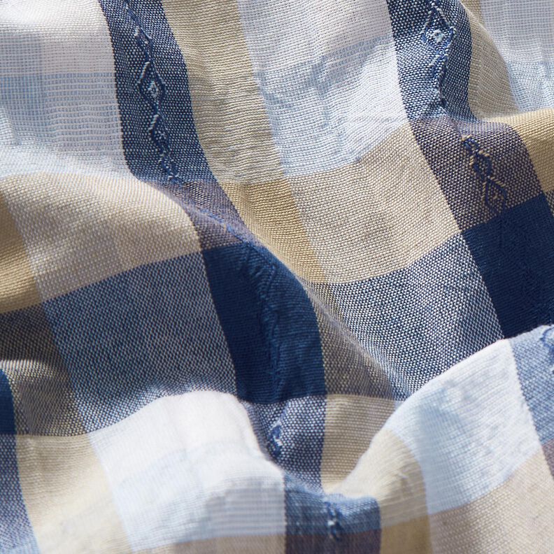 Mieszanka bawełny kreszowana w kolorowe kratki – błękit,  image number 2