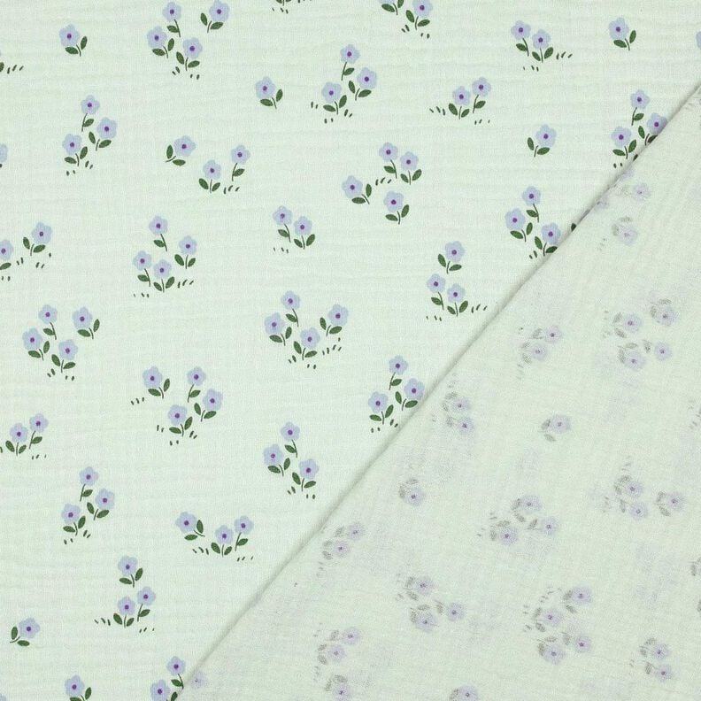 Muślin / Tkanina double crinkle kwiatki | Poppy Fabrics – jasny miętowy,  image number 4