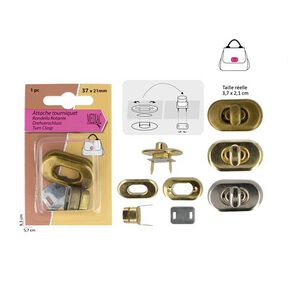 Zapięcie przekręcane [ 2,1 x 3,7 cm ] – srebro metaliczny, 