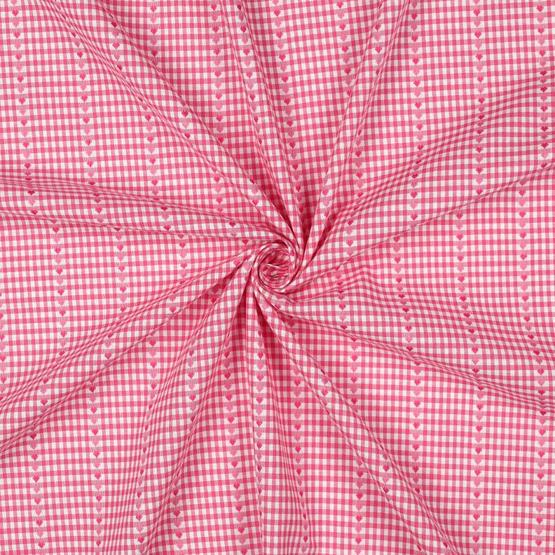 Tkanina bawełniana Żakard karo i serca – pink/biel, image number 3