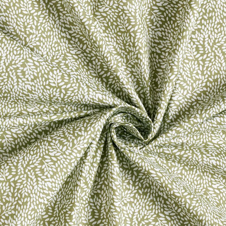 Tkanina bawełniana Kreton małe liście – jasny khaki/biel,  image number 3