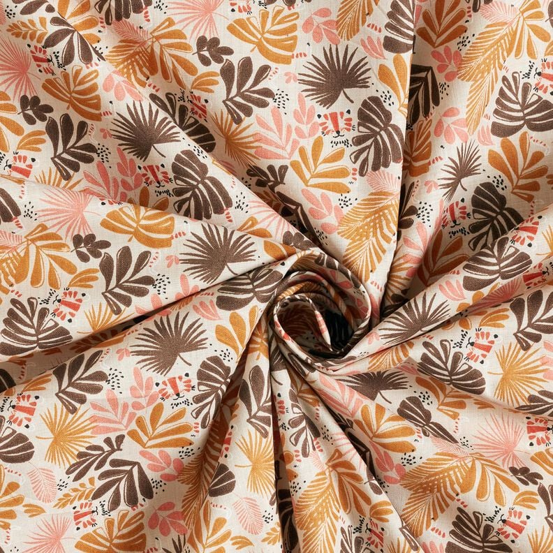 Tkanina bawełniana Kreton liście palmy – zawilec,  image number 3