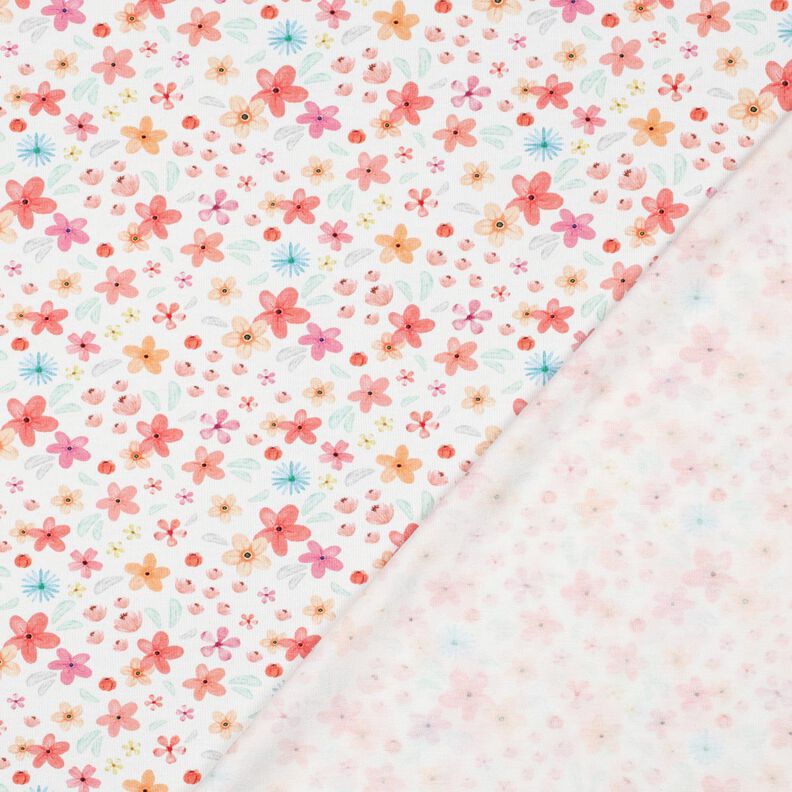 GOTS Dżersej bawełniany kolorowe kwiaty nadruk cyfrowy | Poppy Fabrics – biel/brzoskwinia, image number 4