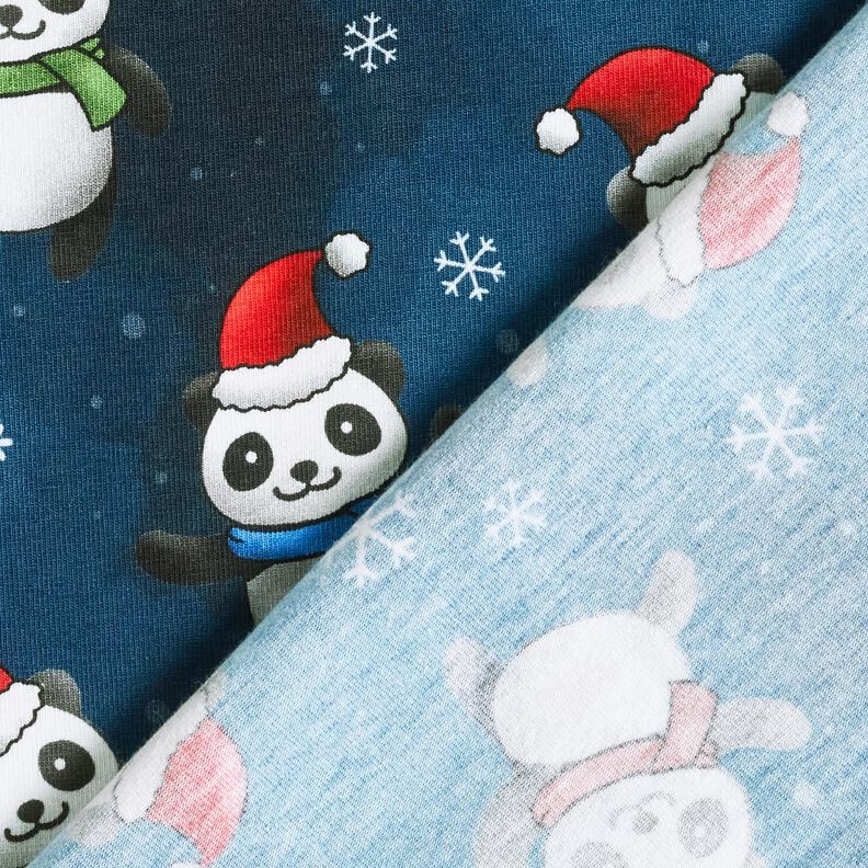 Dżersej bawełniany panda w świątecznym nastroju | Glitzerpüppi – ciemnogranatowy/chili,  image number 4
