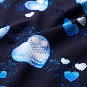 Dżersej bawełniany niebieskie serca | Glitzerpüppi – granat, 