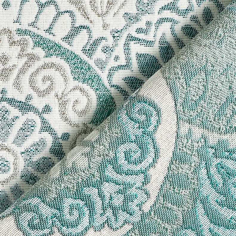 Tkanin dekoracyjna Żakard eleganckie kafelki – jasny petrol/jasnobeżowy,  image number 4