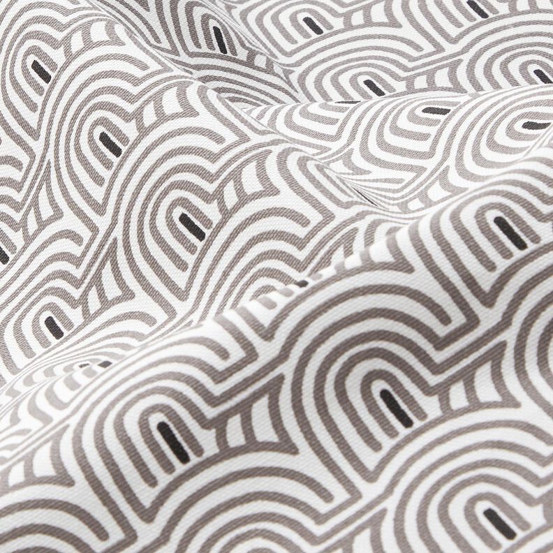 Tkanin dekoracyjna Half panama minimalistyczne łuki &ndash; biel/szary,  image number 2