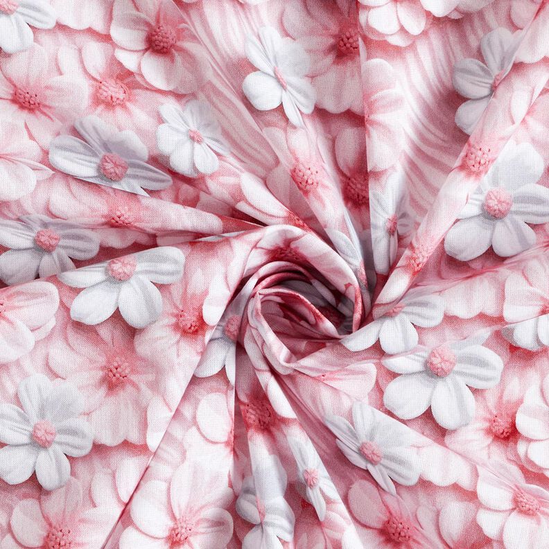 Popelina bawełniana kwiaty cukrowe nadruk cyfrowy – jasny brudny róż,  image number 3