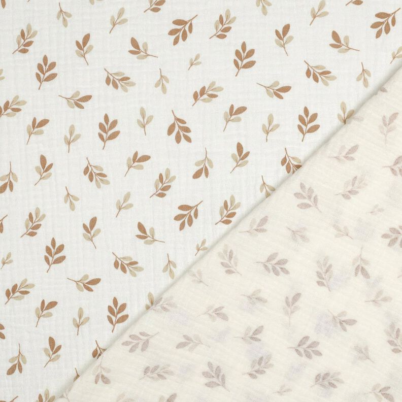 Muślin / Tkanina double crinkle gałązki | Poppy Fabrics – kość słoniowa/mokka,  image number 4