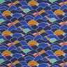 Tkanina bawełniana Kreton abstrakcyjne fale – błękit królewski/szałwia,  thumbnail number 1