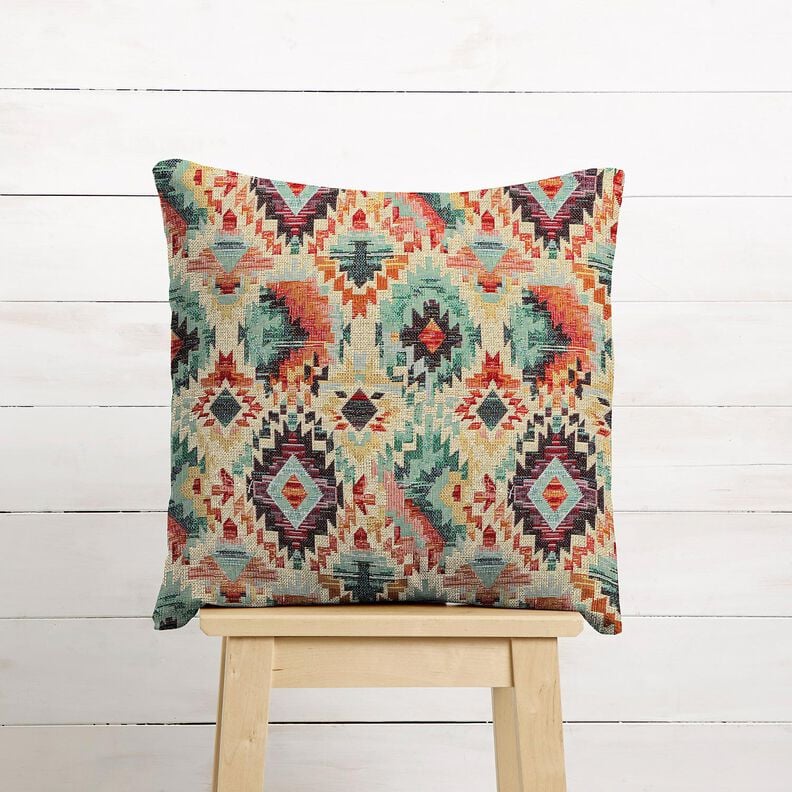 Tkanin dekoracyjna Gobelin etniczny wz&oacute;r w stylu vintage &ndash; jasnobeżowy/szałwia,  image number 6