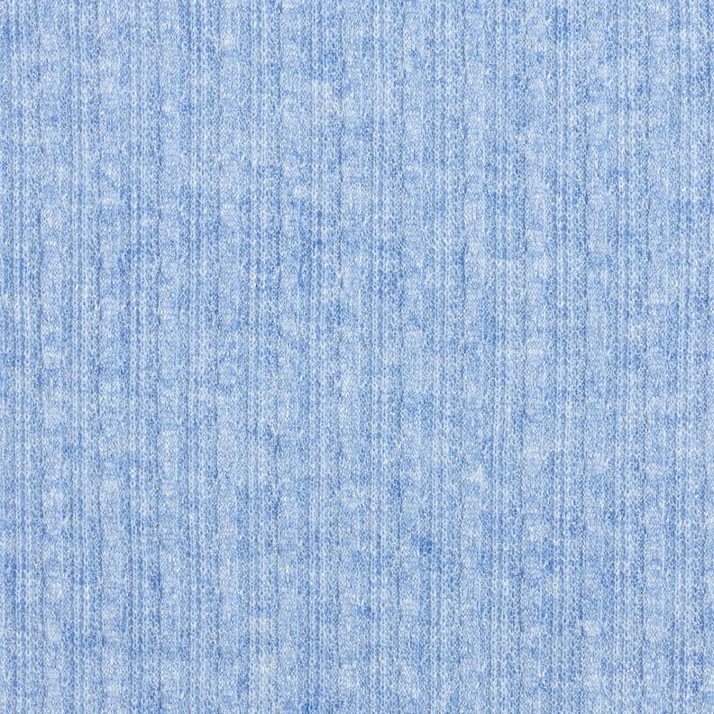 Dzianina swetrowa we wzór warkoczowy, melanż – jasnoniebieski jeans,  image number 1