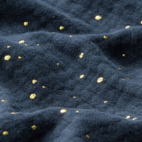 Muślin bawełniany w rozproszone złote plamki – granat/złoto, 