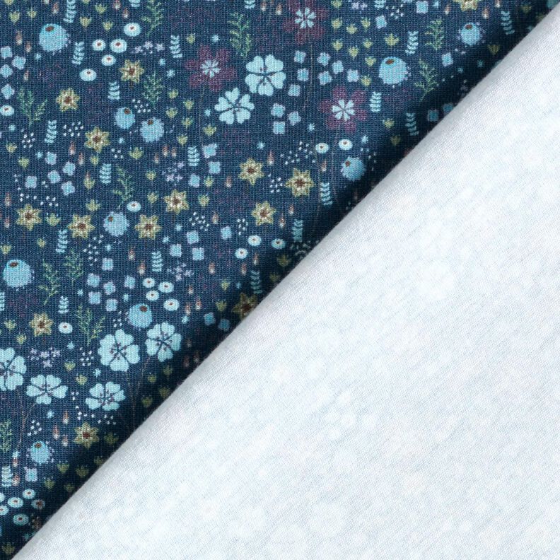 Dżersej bawełniany leśna łąka kwiatowa nadruk cyfrowy – ciemnogranatowy,  image number 4