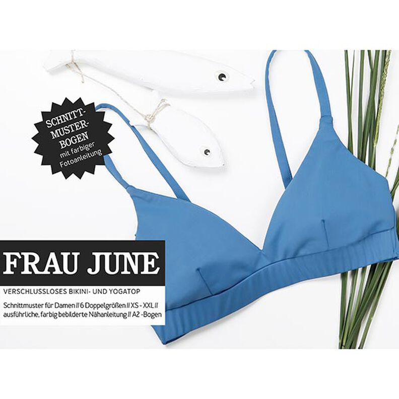 FRAU JUNE – góra od bikini lub top do jogi bez zapięcia, Studio Schnittreif  | XS -  XXL,  image number 1