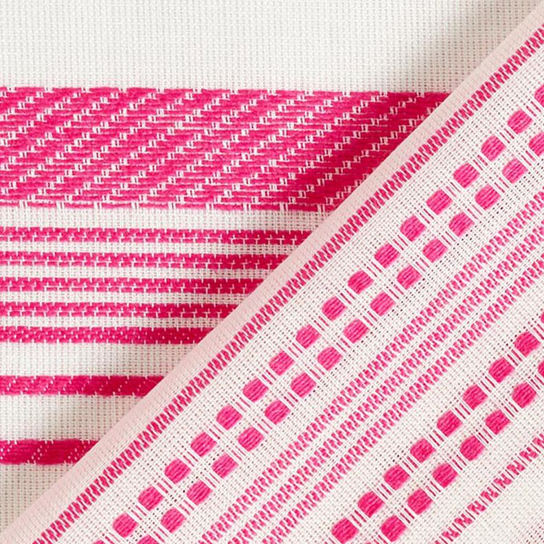 Tkanina bawełniana haftowana w paski – mleczna biel/pink,  image number 4