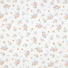GOTS Muślin / Tkanina double crinkle urocze kwiatuszki  | Poppy Fabrics – kość słoniowa/pomarańcza, 