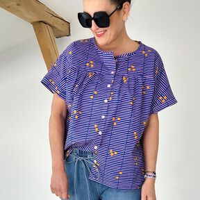 FRAU SUZY – luźna bluzka z krótkim rękawem i marszczeniami, Studio Schnittreif | XS - XXL, 