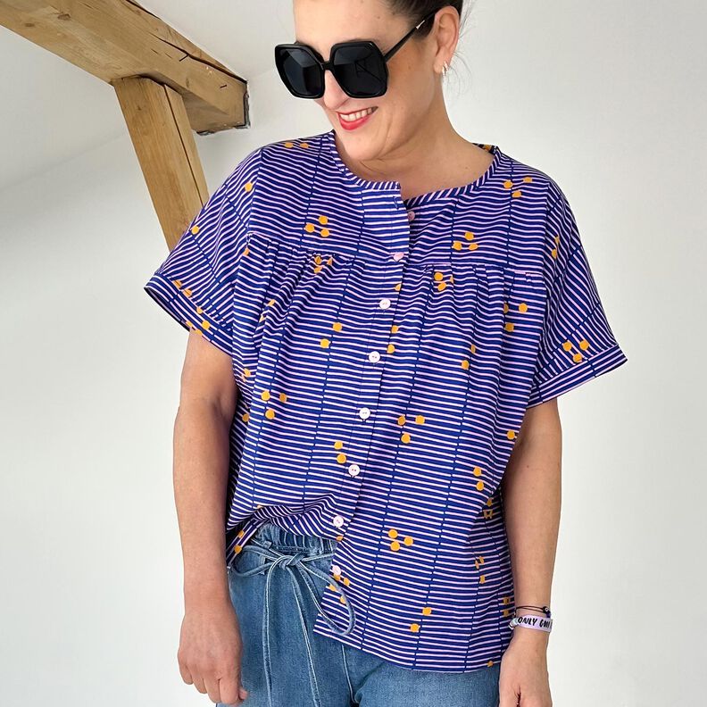 FRAU SUZY – luźna bluzka z krótkim rękawem i marszczeniami, Studio Schnittreif | XS - XXL,  image number 2