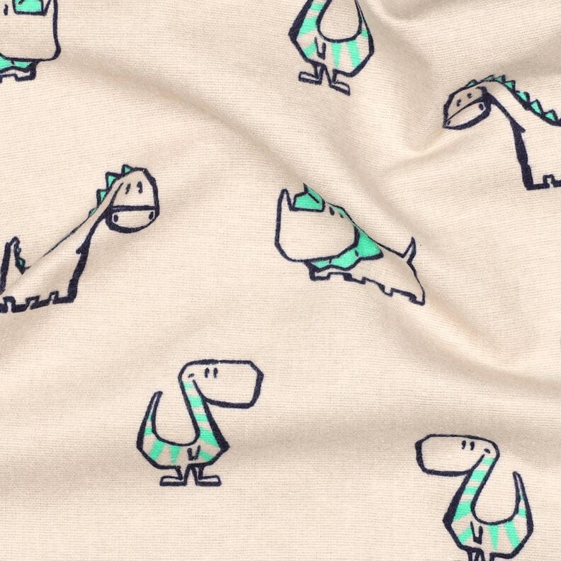 Flanela bawełniana łobuzerskie dinozaury | Poppy Fabrics – naturalny/szmaragdowy,  image number 2