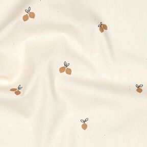 GOTS Popelina bawełniana małe cytryny | Poppy Fabrics – naturalny/brąz sarni, 