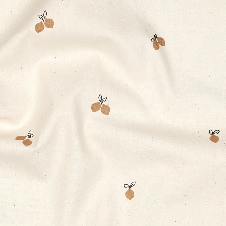 GOTS Popelina bawełniana małe cytryny | Poppy Fabrics – naturalny/brąz sarni, image number 2