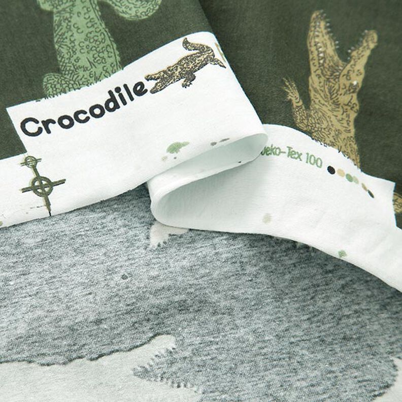 Dżersej bawełniany krokodyle – ciemna pinia,  image number 3