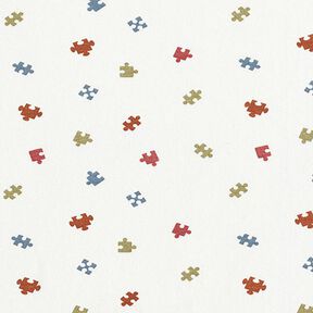 Dżersej bawełniany fragmenty puzzli – mleczna biel, 