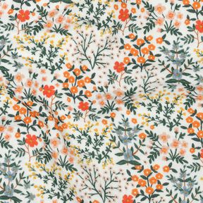 Muślin / Tkanina double crinkle ukwiecona łąka nadruk cyfrowy | Poppy Fabrics – mleczna, 