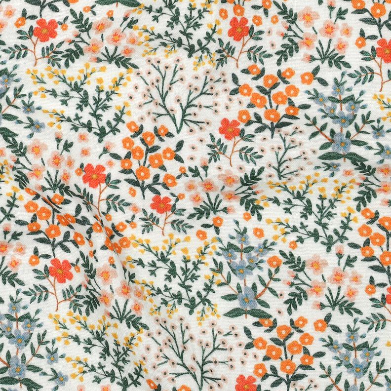 Muślin / Tkanina double crinkle ukwiecona łąka nadruk cyfrowy | Poppy Fabrics – mleczna, image number 2