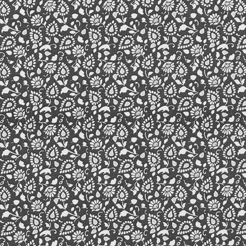 Tkanina bawełniana kreton Drobny wzór paisley – ciemnoszary,  image number 1