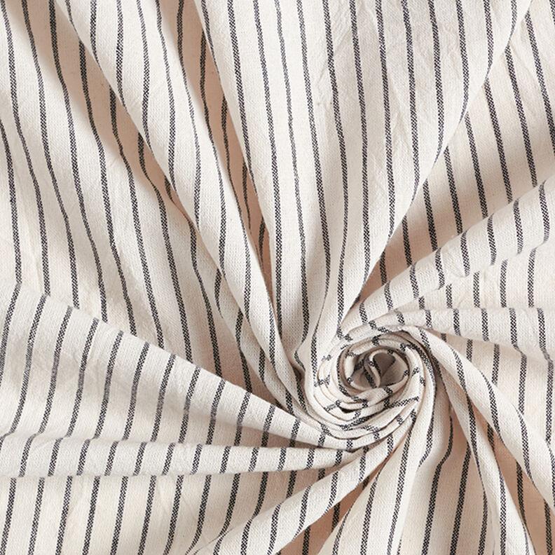 Tkanina na bluzki Mieszanka bawełny szerokie pasy – mleczna biel/czerń,  image number 3