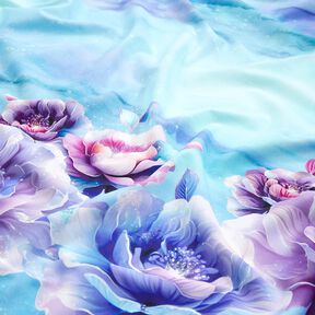 Dżersej bawełniany letnie kwiaty | Glitzerpüppi  – błękitny/lawendowy,  Dżersej bawełniany letnie kwiaty | Glitzerpüppi  – błękitny/lawendowy,