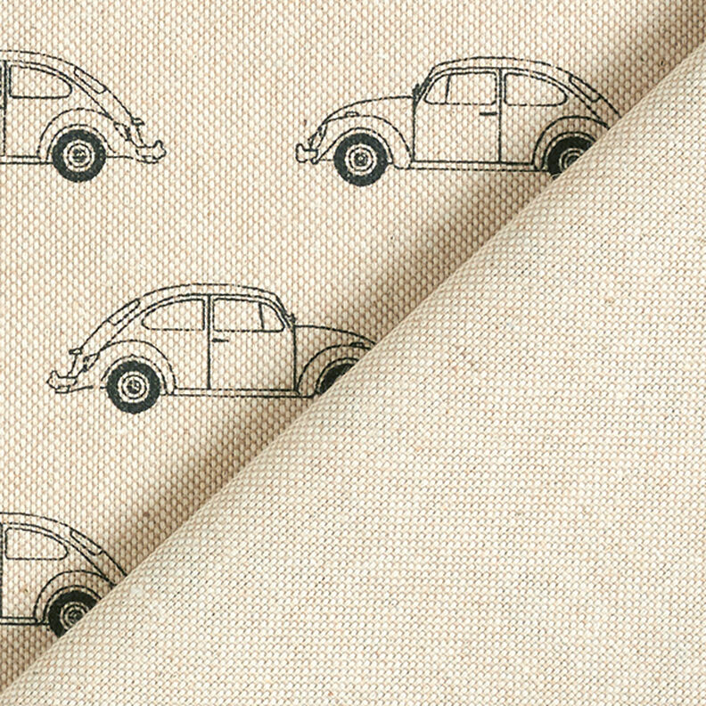 Tkanina dekoracyjna half panama, Volkswagen Garbus mini – naturalny/czerń,  image number 4