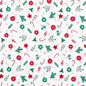 Tkanina bawełniana Kreton dekoracje na Boże Narodzenie – biel/zieleń, 