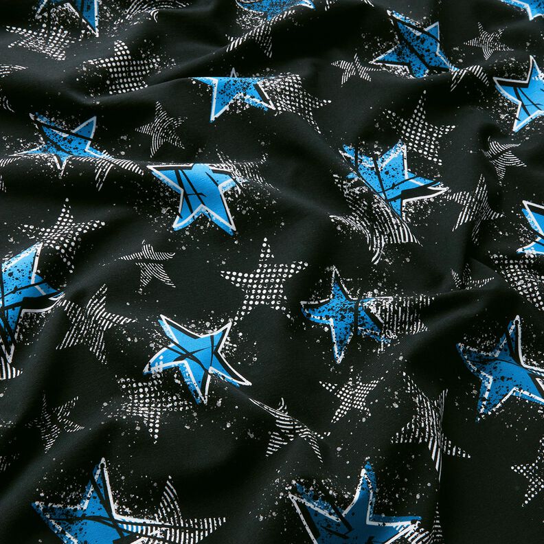 Dzianina dresowa pętelkowa French Terry Odmiany gwiazd | Glitzerpüppi – czerń/błękit,  image number 2