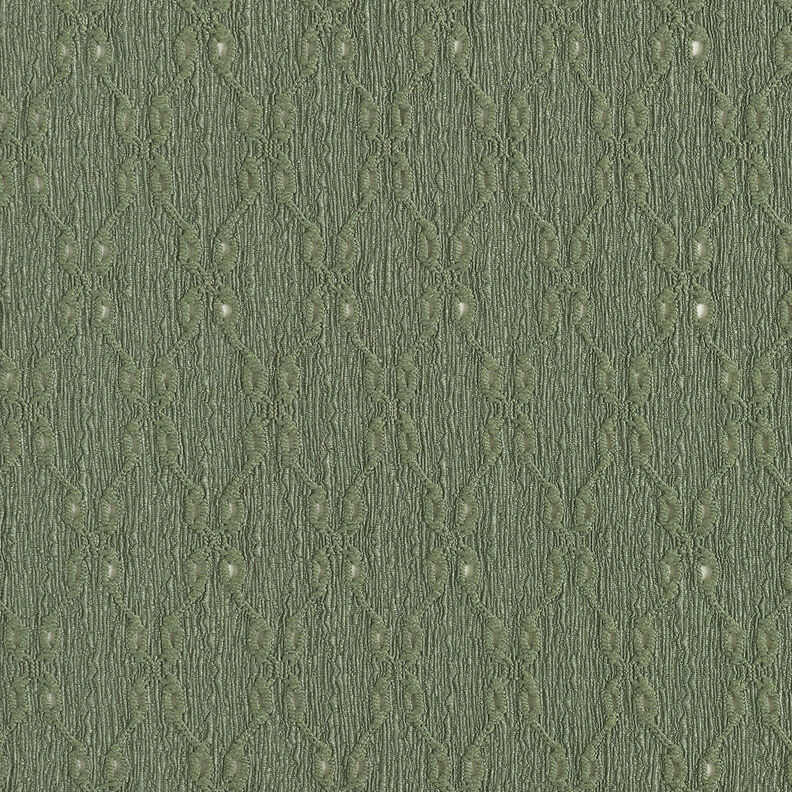 Dżersej marszczony z haftem dzierganym – zieleń trzcinowa,  image number 1