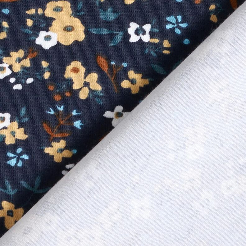 Dżersej bawełniany Mille-fleurs – ciemnogranatowy,  image number 4