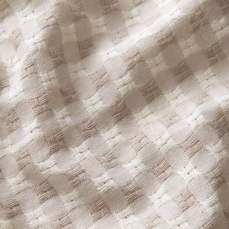 Tkanina bawełniana ze strukturą w kratkę – biel/nerkowiec,  image number 2