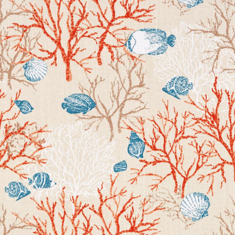 Tkanin dekoracyjna Panama rafa koralowa – jasnobeżowy/terakota,  image number 1