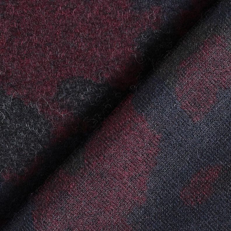 Tkanina płaszczowa Mieszanka wełniana moro – czerń/merlot, image number 4