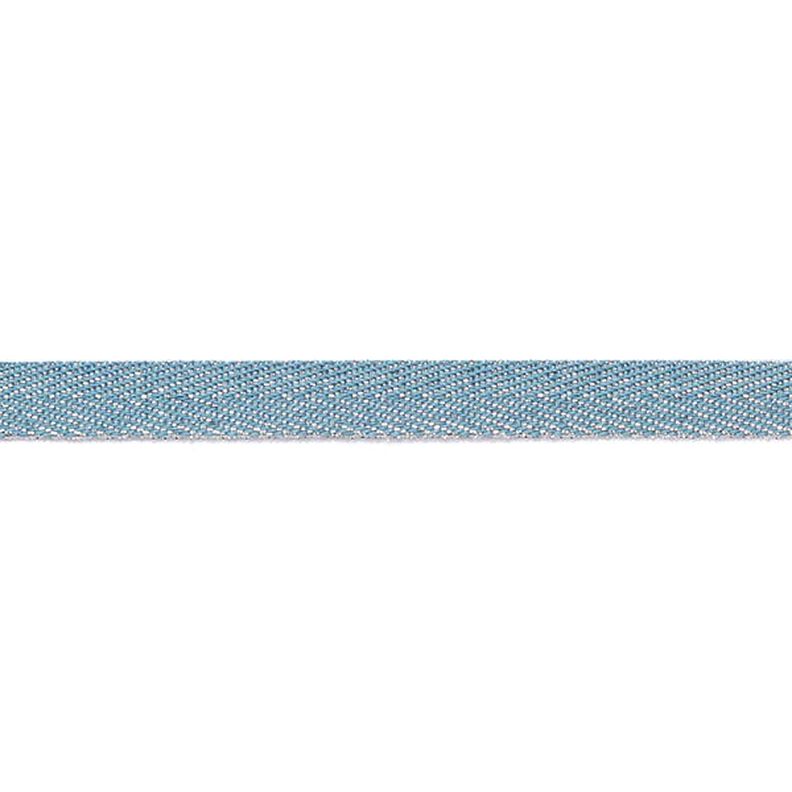 Taśma tkana Metaliczny [9 mm] – niebieski brylantowy/srebrny metaliczny,  image number 2