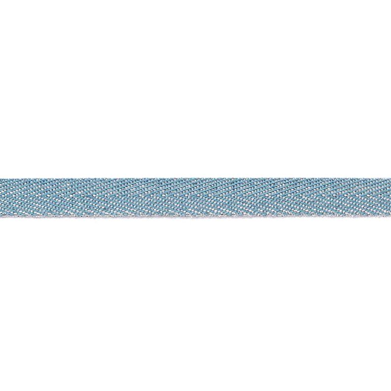 Taśma tkana Metaliczny [9 mm] – niebieski brylantowy/srebrny metaliczny,  image number 2