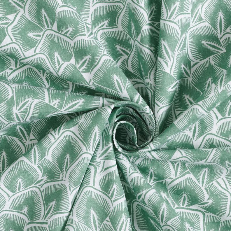 Tkanina bawełniana Kreton abstrakcyjne liście – szałwia/kość słoniowa | Resztka 90cm,  image number 3