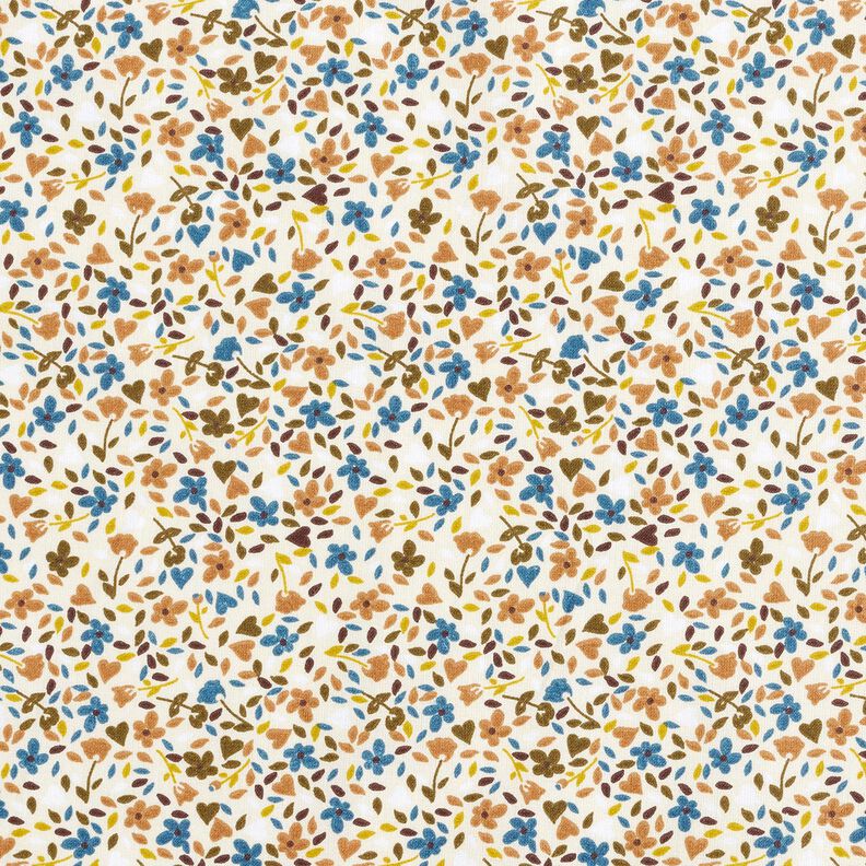 Tkanina bawełniana Kreton rozrzucone kwiaty – jasnobeżowy/jasny brąz,  image number 1