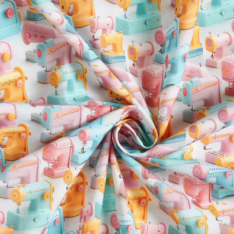 Tkanina bawełniana Popelina kolorowe maszyny do szycia &ndash; jasny r&oacute;ż/jasny turkus,  image number 3