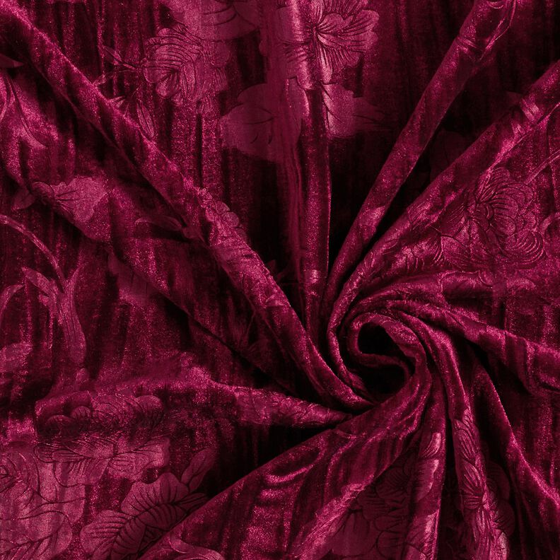 Gnieciony aksamit z chryzantemą – bordo,  image number 3