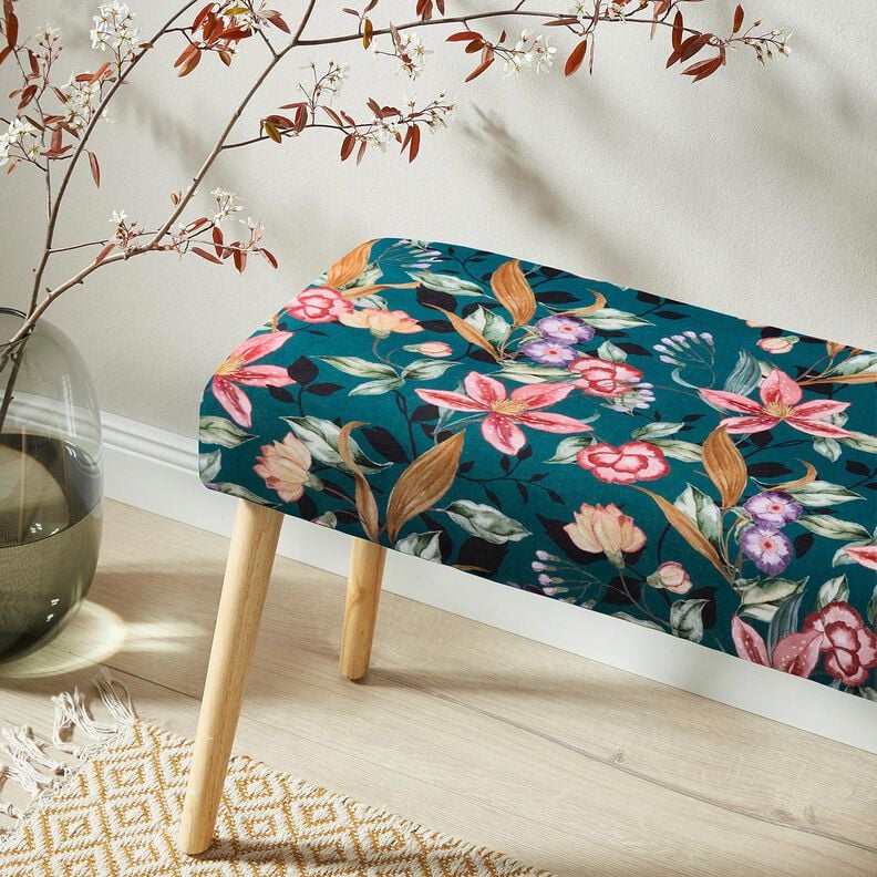 Aksamit dekoracyjny eleganckie kwiaty &ndash; petrol/pink,  image number 5